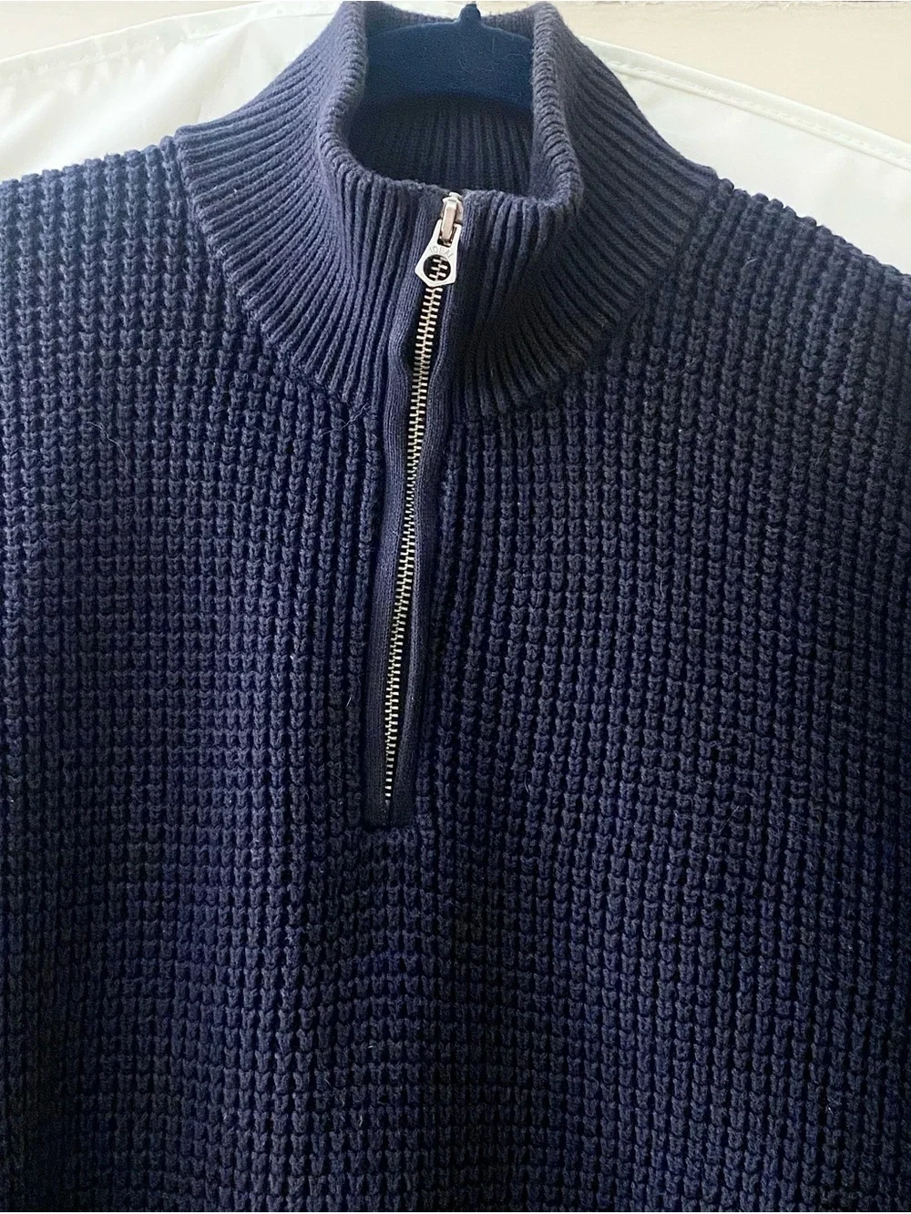 J. Crew men’s rugged cotton 1/4-zip sweater deep indigo MED H2713